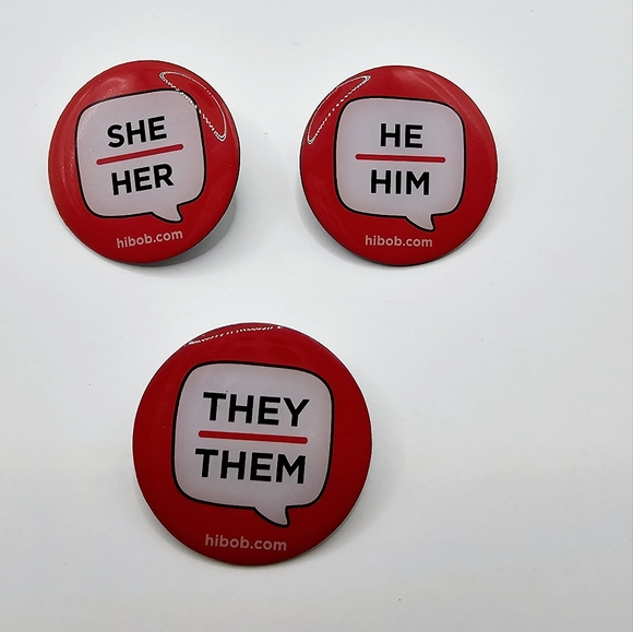 Red Pronoun Button Set by hibob - Picture 1 of 3